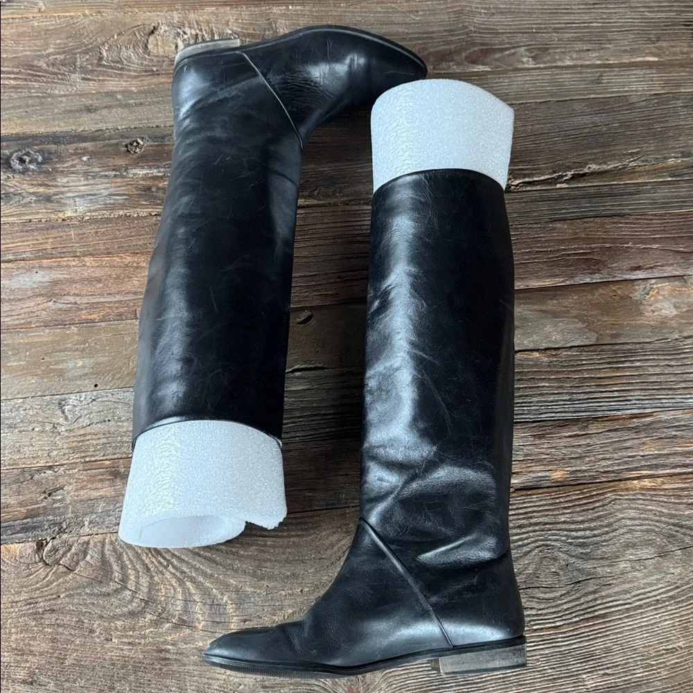 J Peterman black high low heeled riding boot vintage size 6.5 - Picture 2 of 15